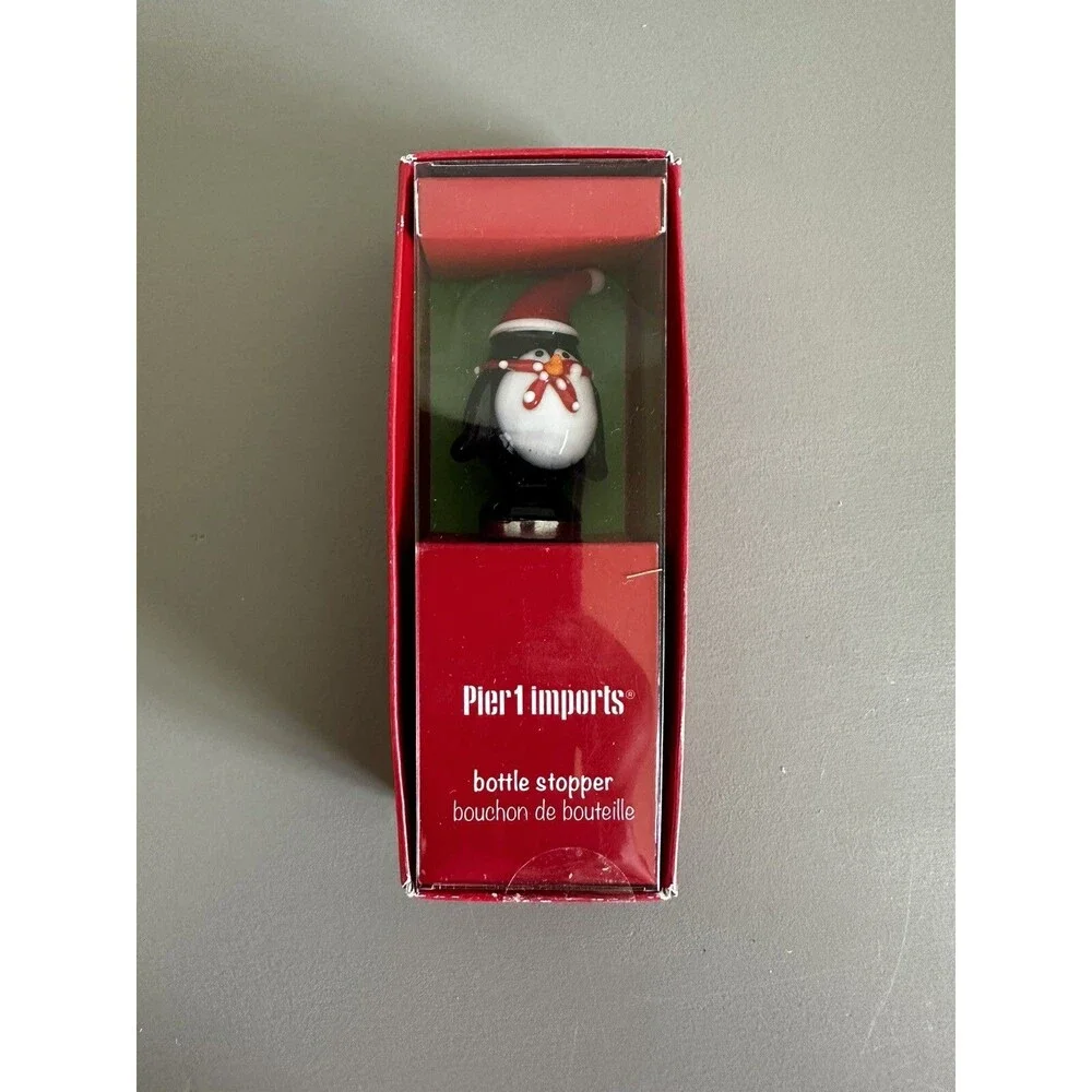 Pair Of Pier One Penguin Bottle Stopper & Christmas Drink Ornament